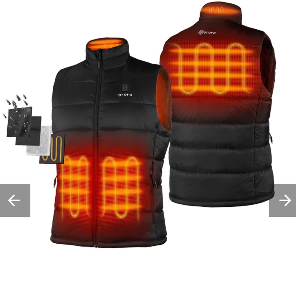 Men’s black Ororo heated padded vest.  Size XL.